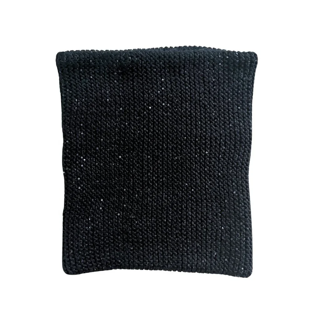 Kate Spade Sequin Knit Neck Warmer Black Infinity Scarf NEW